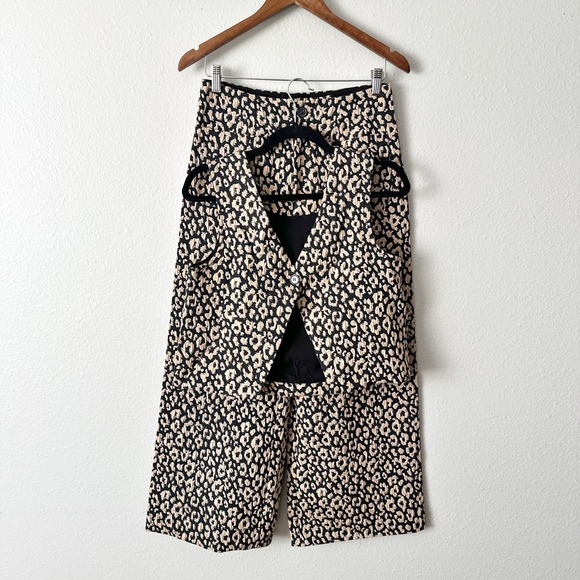 Maeve Brocade Leopard Print Wide Leg Pants & Crop Top Vest Set Women Size 2 - Picture 2 of 16